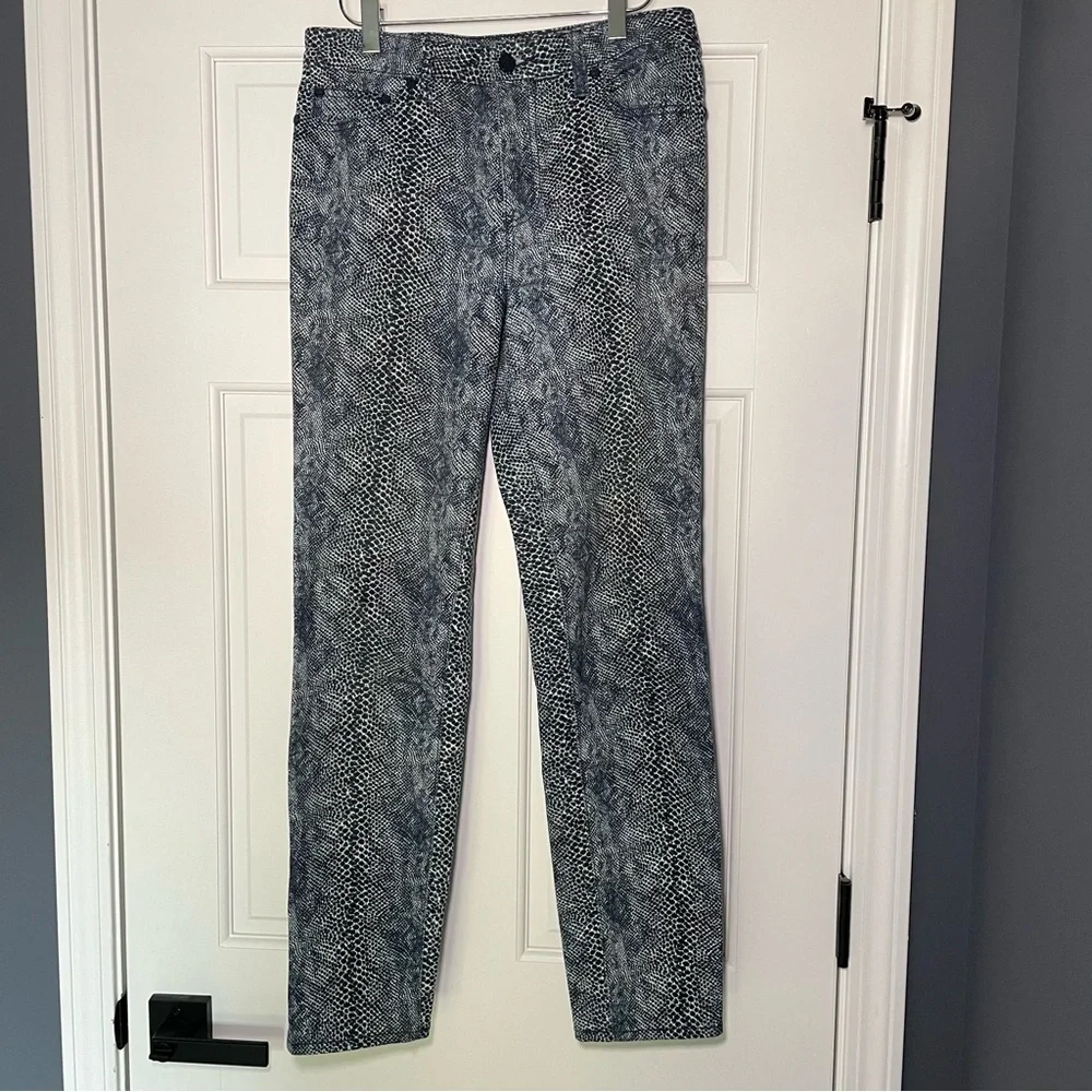 Tory Burch navy Boa Snakeskin print pants sz 28